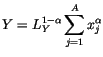 $\displaystyle Y=L_{Y}^{1-\alpha}\sum_{j=1}^{A}x_{j}^{\alpha}
$