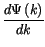 $\displaystyle \frac{d\Psi\left( k\right) }{dk}$