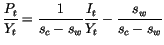 $\displaystyle \frac{P_{t}}{Y_{t}}=\frac{1}{s_{c}-s_{w}}\frac{I_{t}}{Y_{t}}-\frac{s_{w}
 }{s_{c}-s_{w}}$