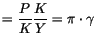 $\displaystyle =\frac{P}{K}\frac{K}{Y}=\pi\cdot\gamma$