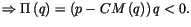 $\displaystyle \Rightarrow\Pi\left( q\right) =\left( p-CM\left( q\right) \right)
 q<0.$