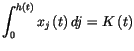 $\displaystyle \int_{0}^{h\left( t\right) }x_{j}\left( t\right) dj=K\left( t\right)$
