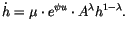 $\displaystyle \dot{h}=\mu\cdot e^{\psi u}\cdot A^{\lambda}h^{1-\lambda}.$