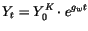$\displaystyle Y_{t}=Y_{0}^{K}\cdot e^{g_{w}t}$