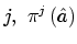 $\displaystyle j,\,\,\pi^{j}\left( \hat{a}\right)$