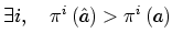$\displaystyle \exists i,\quad\pi^{i}\left( \hat{a}\right) >\pi^{i}\left( a\right)$