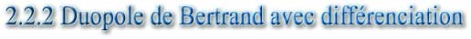 2.2.2 Duopole de Bertrand avec différenciation