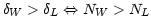 $ \delta_{W}>\delta
_{L}\Leftrightarrow N_{W}>N_{L}$
