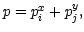 $ p=p_{i}^{x}+p_{j}^{y},$