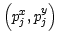 $ \left( p_{j}^{x},p_{j}^{y}\right) $