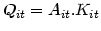 $\displaystyle Q_{it}=A_{it}.K_{it}
$