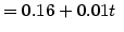 $\displaystyle =0.16+0.01t\,\,$