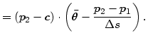 $\displaystyle =\left( p_{2}-c\right) \cdot\left( \bar{\theta}-\frac{p_{2}-p_{1}}{\Delta s}\right) .$