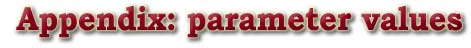  Appendix: parameter values