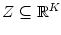 $ Z\subseteq\mathbb{R}^{K}$