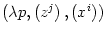 $ \left( \lambda p,\left( z^{j}\right)
,\left( x^{i}\right) \right) $