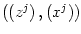 $ \left( \left( z^{j}\right) ,\left( x^{j}\right) \right)
$