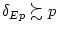 $ \delta_{Ep}\succsim p$
