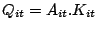 $\displaystyle Q_{it}=A_{it}.K_{it}
$