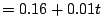 $\displaystyle =0.16+0.01t\,\,$
